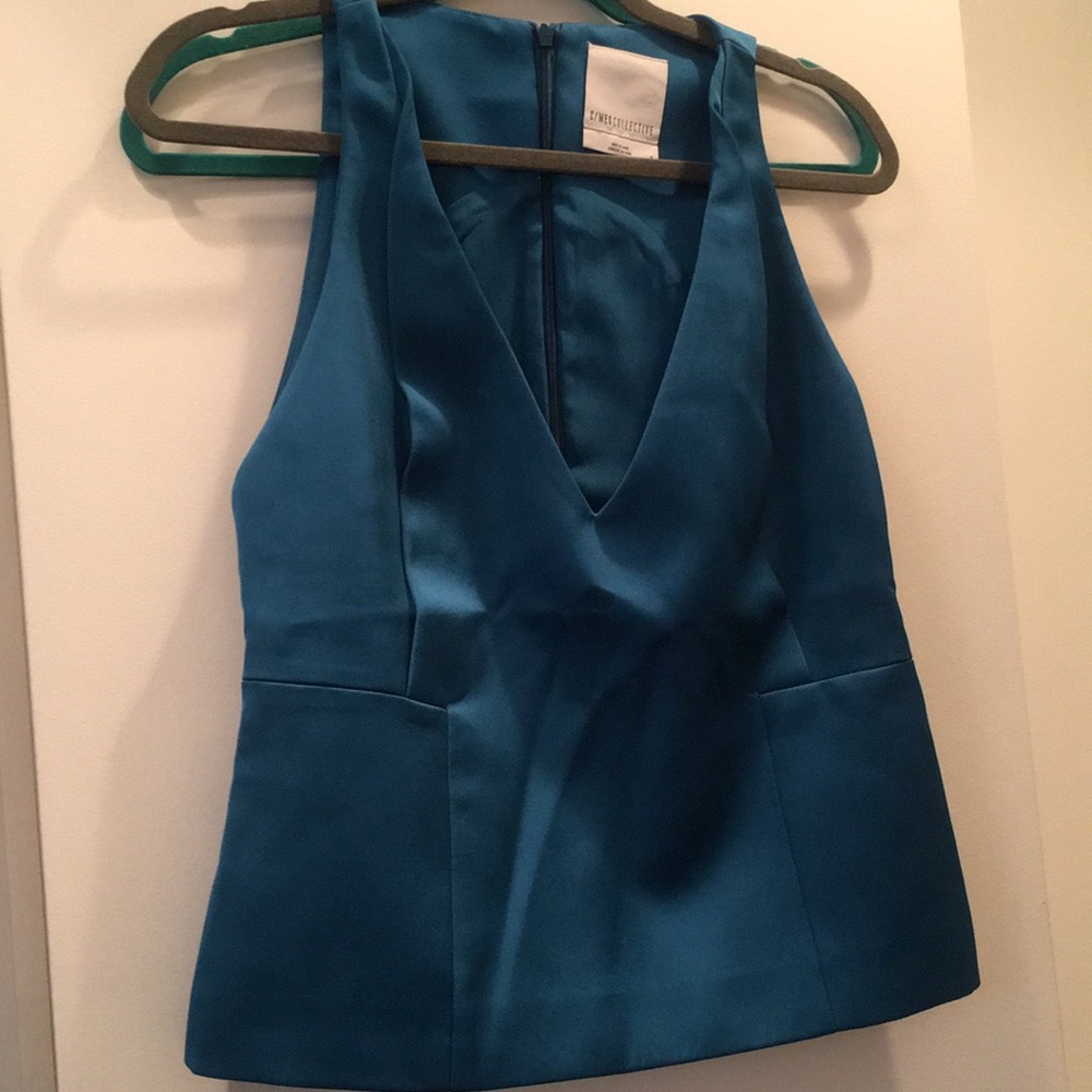 C/MEO turquoise 🦚 vneck Satin tank MEDIUM